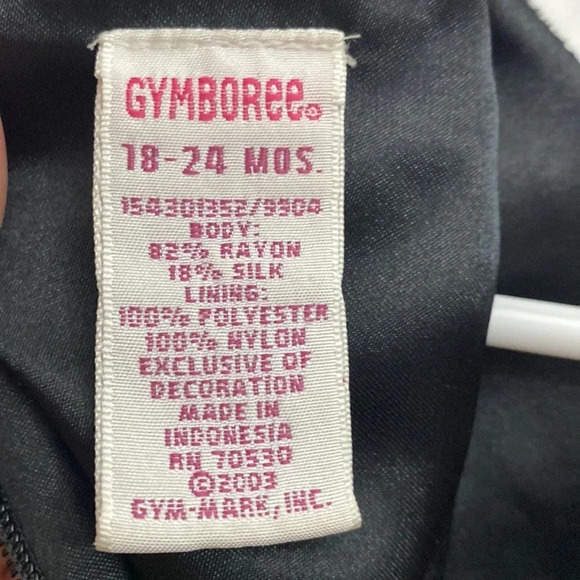 Vintage Gymboree Black Velvet Dress Silk Rayon Blend with Embroidered Flowers - Picture 4 of 6